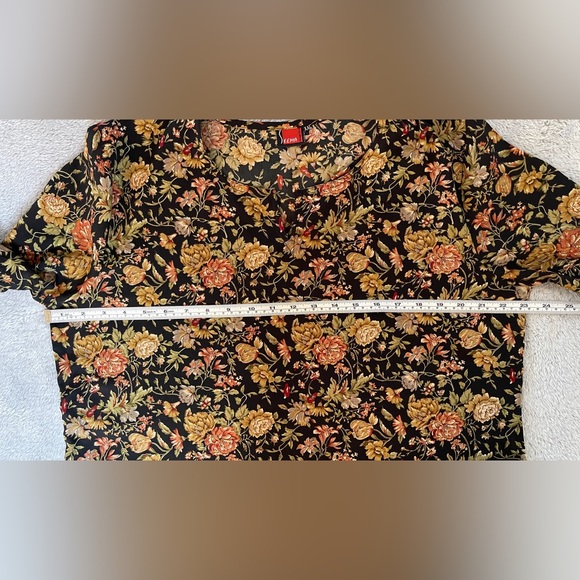 Seema Black Floral‎ Long Sleeve V- Neck Blouse - Picture 5 of 9